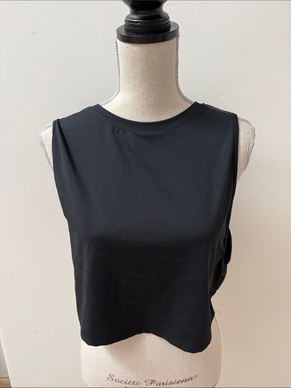 MARIKA Classic Black Sleeveless Crop Top, perforated back, M, EUC
